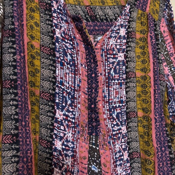 Nine West Jeans Multicolor Button Down Boho Print Blouse Top – Size XL - Picture 4 of 5
